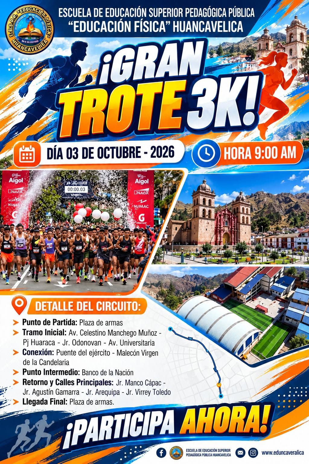 Afiche oficial del Gran Trote 3K, 03 de octubre de 2026 a las 9:00 a. m. en Huancavelica